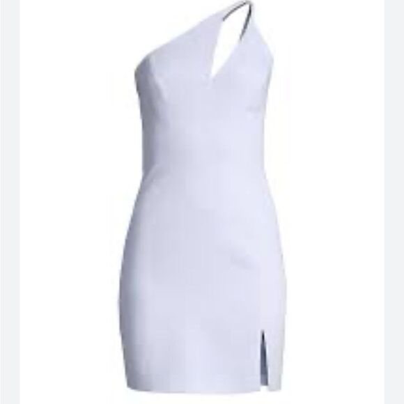 NWT BCBG MAX AZRIA BABY BLUE ASYMMETRICAL CUTOUT MINI DRESS SZ 10 - Picture 2 of 4
